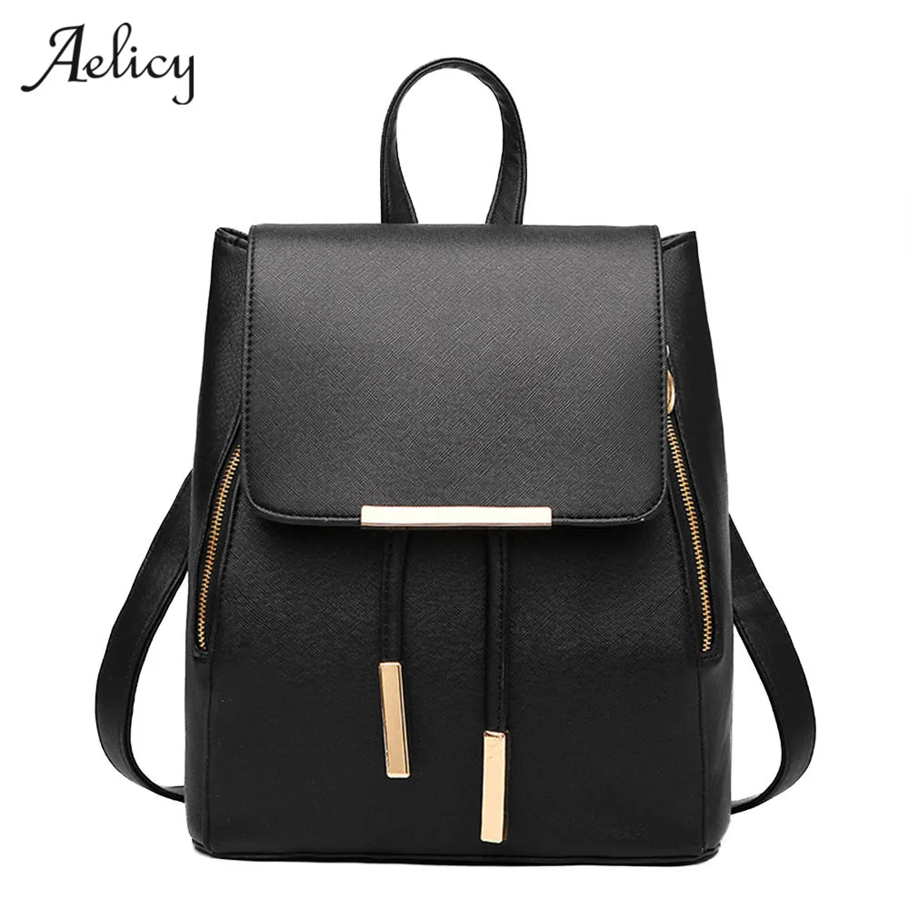 

Aelicy High Quality Solid Fashion Teenage Backpacks for Girls Women Backpack Leather Vintage Waterproof Backpack Travel Bag