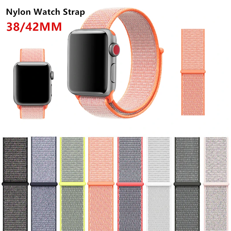 

Latest Upgrade Woven Nylon Watchband Straps For iWatch Apple Watch Sport Loop Bracelet & Fabric Band 42mm 38mm Series 1 2 3