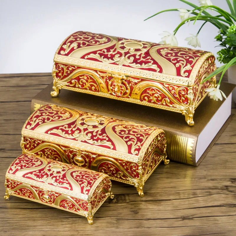 

European Creative Exquisite High-end Rectangular Jewelry Box Princess Wedding Birthday Gift Home Desktop Storage Box
