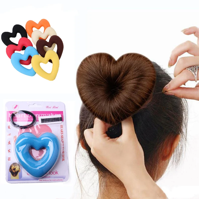 

LOEEL Hair Donut Bun Heart Maker Magic Foam Sponge Hair Styling Tool Princess Hairstyle Hair Bands Hair Accessories for Women