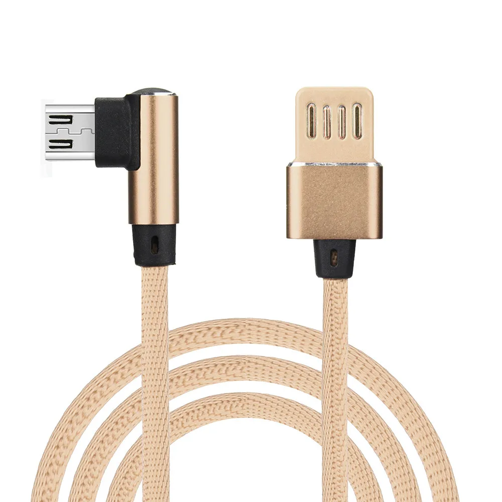 1 м Micro USB кабель для телефона с нейлоновой оплеткой Micro USB 90 градусов под прямым углом 2A быстрая синхронизация данных Зарядка универсальные кабели для телефона# YL5