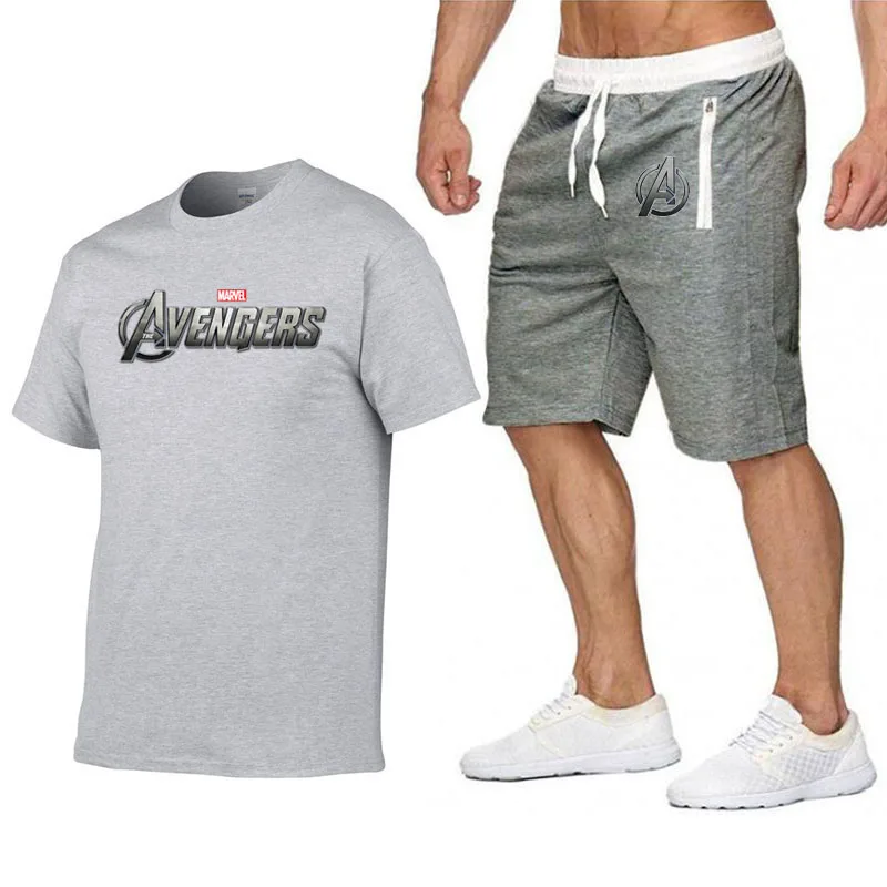 

Marvel Avengers 4 Men T Shirt+Shorts Casual Tracksuit O-neck short sleeves t-shirt Fashion Print Cotton tshirt funny tops tees