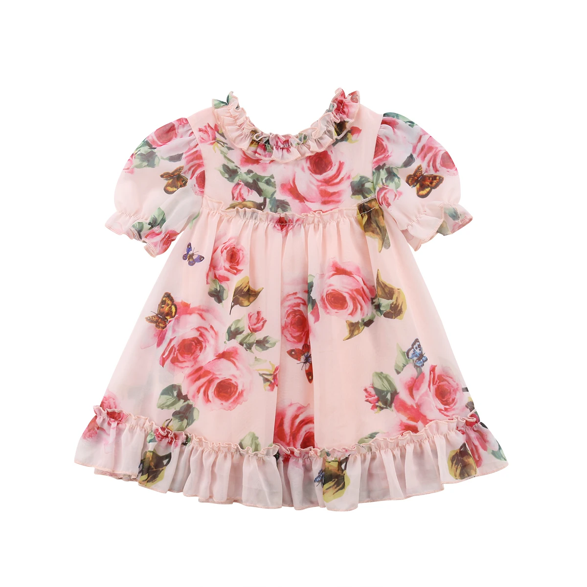 

Cute Kids Baby Girls Floral Party Pageant Tulle Formal Tutu Dress Sundress pudcoco baby kids girl pink floral party dress