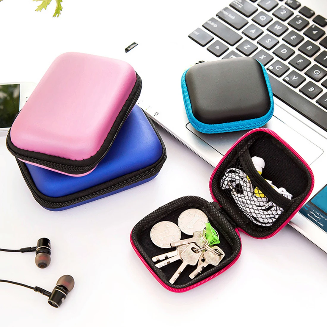 Buy Cute Coloful Zipper Hard Headphone Case Earbuds