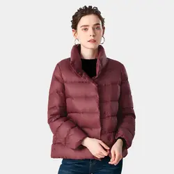 Женская зимняя куртка пуховое пальто с воротником-стойкой тонкая легкая пуховая парка верхняя одежда теплая зимняя одежда 2018 модная