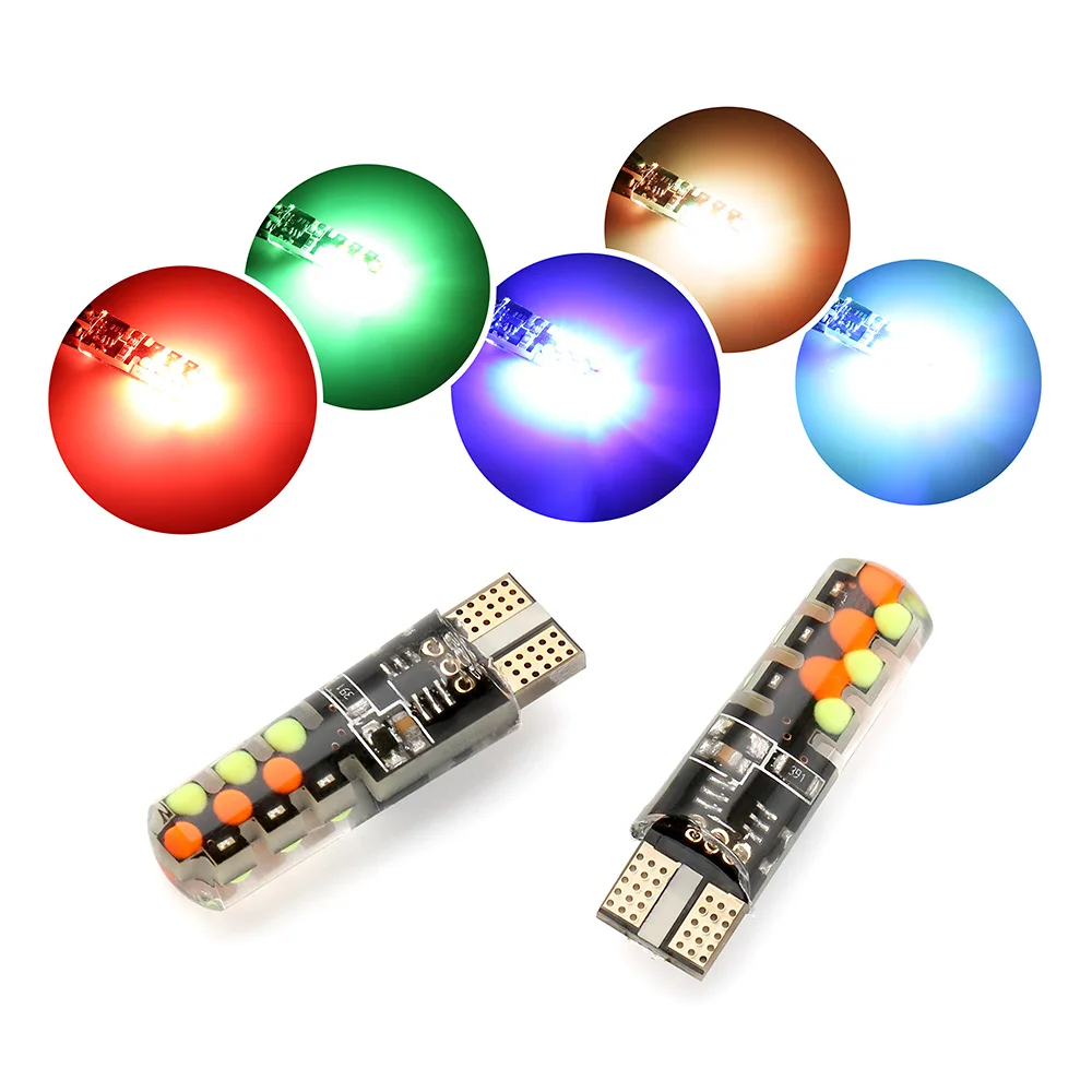 2 шт. 18 SMD RGB T10 194 168 W5W автомобильный купольный светильник для чтения Автомобильная клиновидная лампа RGB светодиодный светильник с пультом дистанционного управления вспышка T10 светодиодный