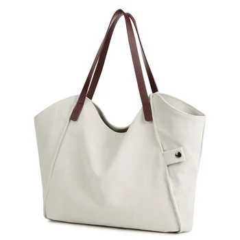 

The large capacity canvas shoulder bag 100% pure cotton leisure and travel bag New 2017 Contracted joker handbag shopping bag