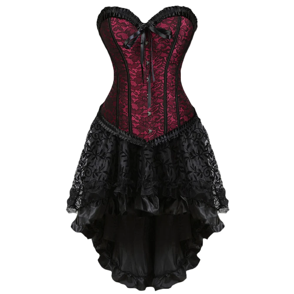 Wipalo размера плюс готическое цветочное кружевное корсетное платье Showgirl Клубная одежда винтажный костюм бурлеск платье набор экзотическое женское платье