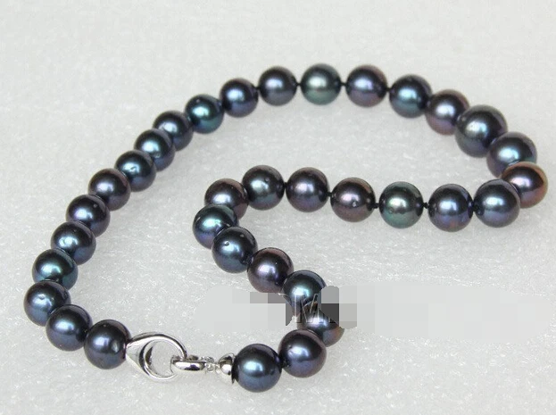 

0001323 WOW 12-15mm peacock black freshwater pearls necklace (A0502)