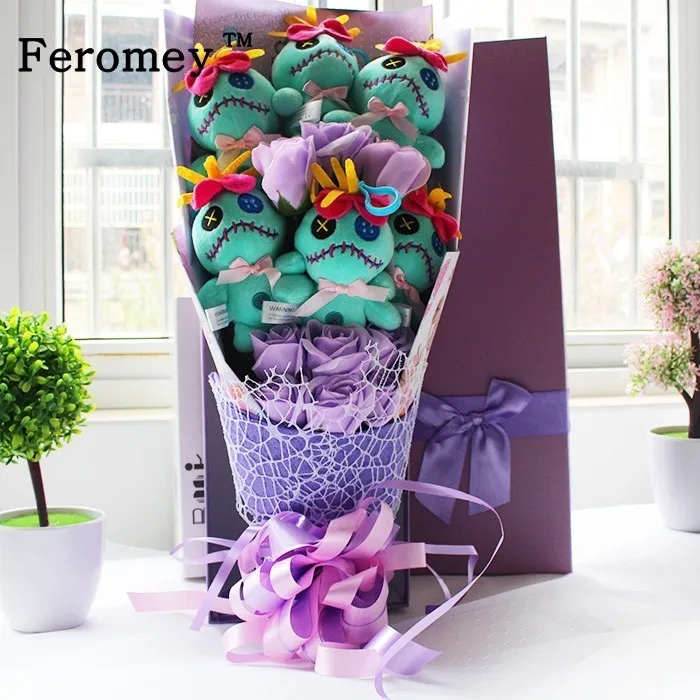 

Cute Lilo And Stitch Plush Doll Toys Stich Scrump Stuffed Scrump Bouquet Flower Wedding Birthday Gift For Couple Girfriend