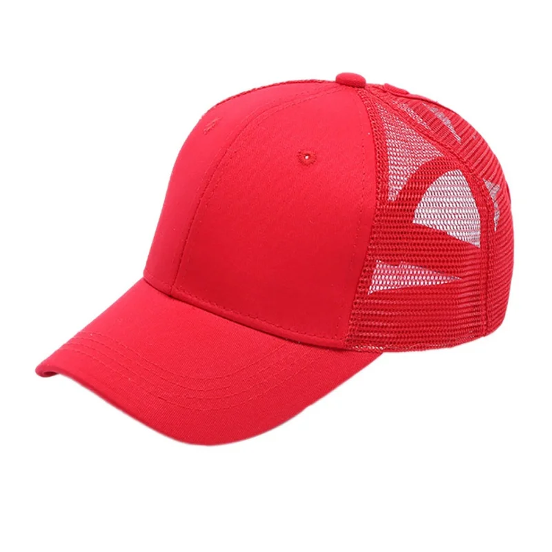 1pc Ponytail Cap Women Men Cotton Adjustable Sunshade Mesh Sun Hat Sportswear Accessory New - Цвет: R