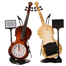 Элегантный винтажный стиль скрипки будильники Needdle круглые настольные часы для детей подарок на день рождения скрипка часы