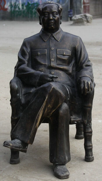 

JP S0524 8" Larger Chinese Bronze Seat revolutionist leader Theorist Mao Ze Dong Statue (B0413)