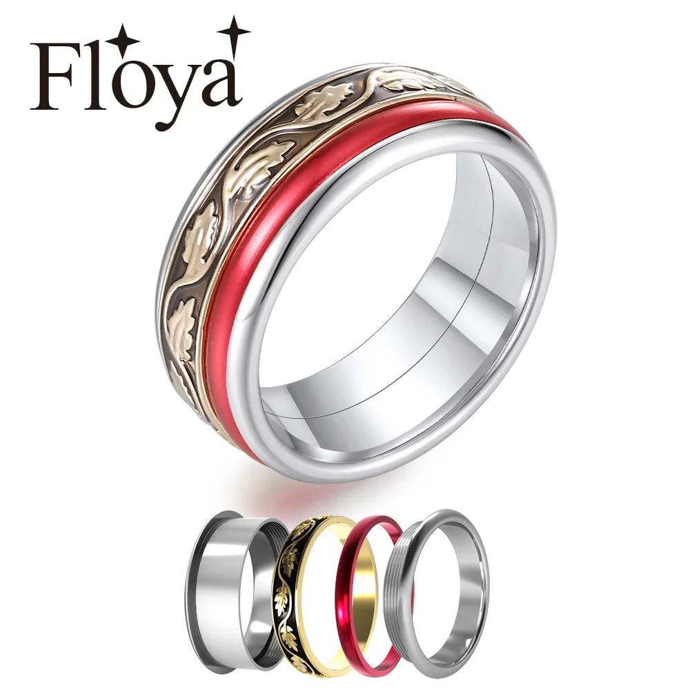 

Floya Arctic Symphony Rings Collection Filled Band Stainless Steel Stacking Ring For Women Youth Interchangeable Anillons Mujer