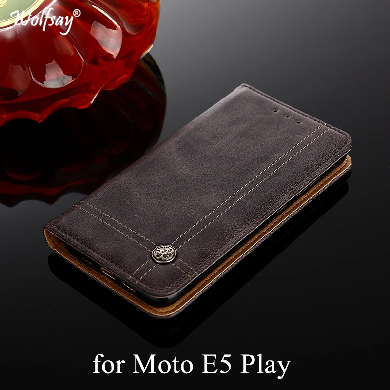 

Wolfsay For Moto E5 Play Case Cross Pattern Flip Cover PU leather & Soft TPU Inside Cases for Moto E5 Play Without Magnets 5.5