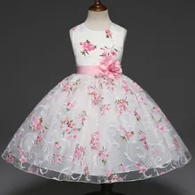 Летнее платье-пачка для девочек, платья детская одежда свадебное платье с цветочным узором для девочек костюмы для вечеринки в честь Дня Рождения, одежда для детей 3-8 лет