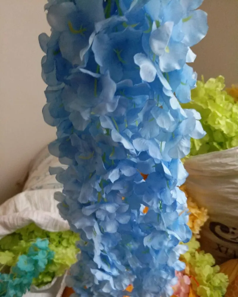 Высококлассные Искусственные цветы гортензии вицинии цветы лозы свадебные арки marige вечерние гирлянды Цветочные украшения из ротанга - Цвет: light blue