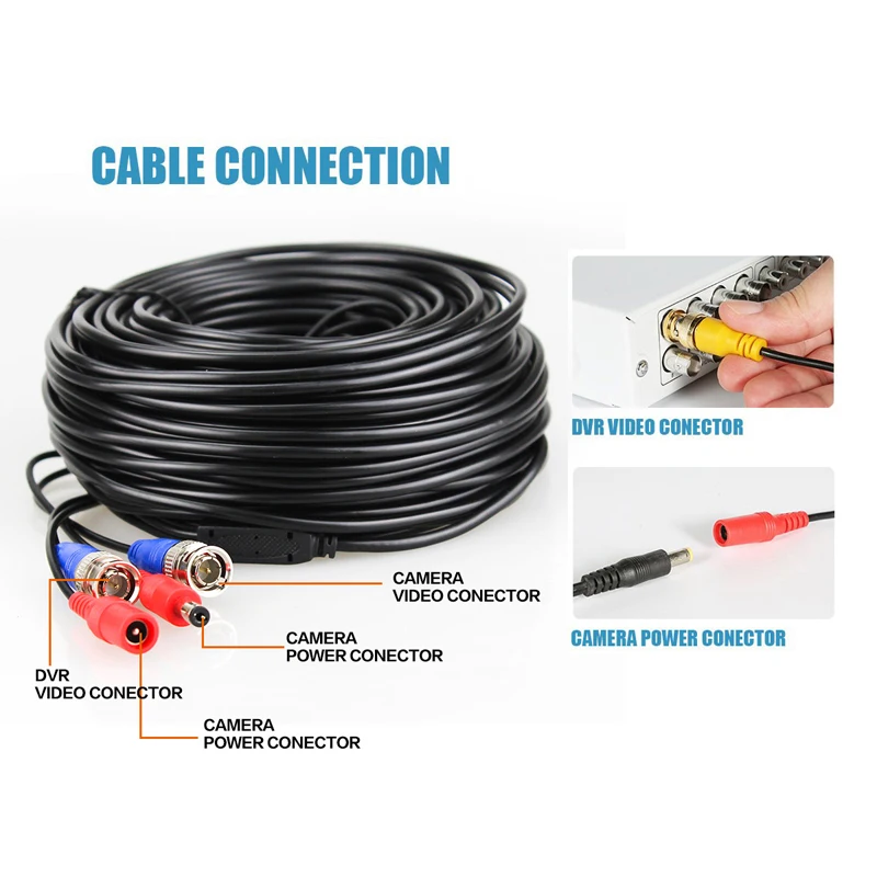H.View 4PC 30m 100ft CCTV Cable BNC & DC Plug Video Power Cable for Wired AHD Camera DVR Video Surveillance System Accessories H.View 4PC 30m 100ft CCTV Cable BNC & DC Plug Video Power Cable for Wired AHD Camera DVR Video Surveillance System Accessories
