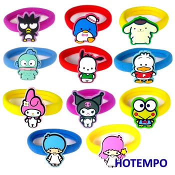 

Cute Cartoon Kuromi Melody Purin Pekkle Pochacco Keroppi Twin Childhood Japan Kawaii Baby Girl Elastic Hair Bands for Kids Gift