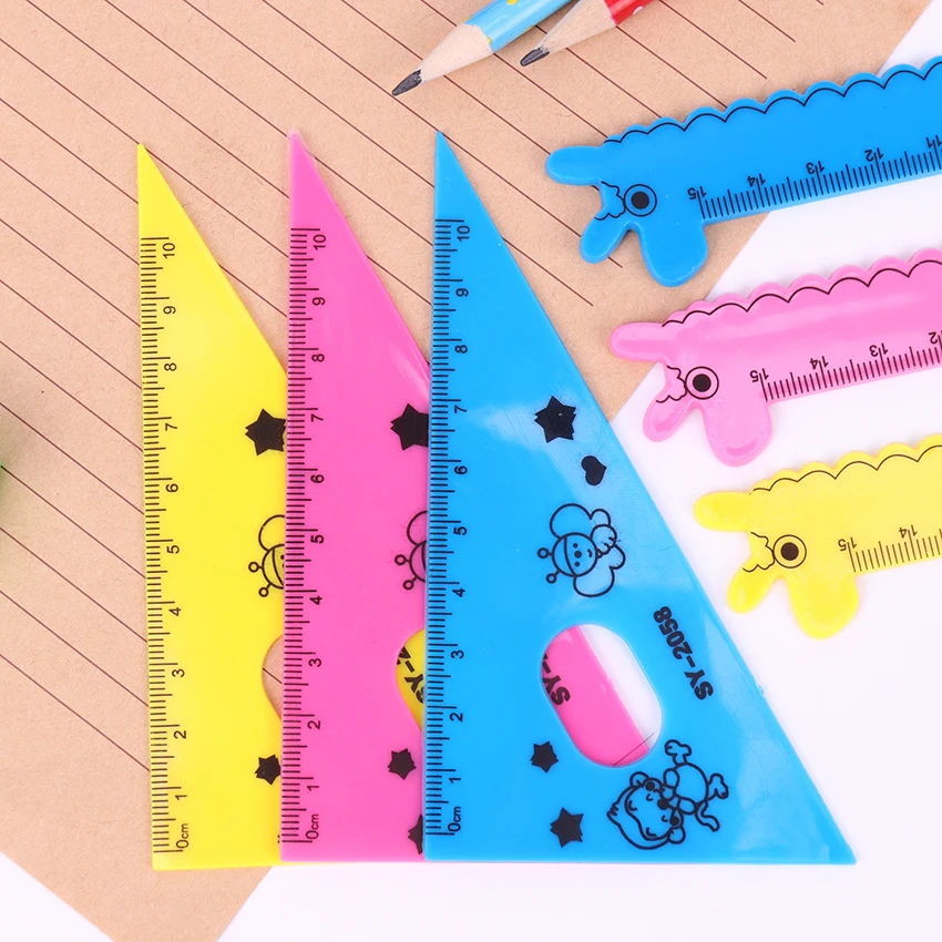 4 шт./компл. линейка Kawaii набор школьных принадлежностей животных стационарный