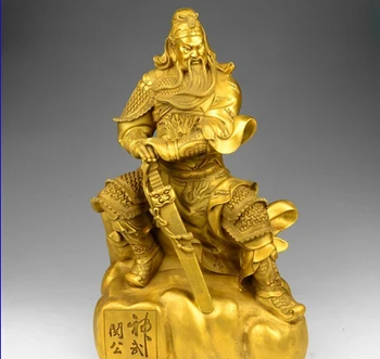 

20 Chinese Brass Copper Dragon Sword Warrior Guan Gong Guan Yu Buddha God Statue