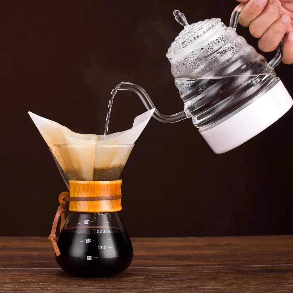 Classic Pour Over Drip Coffee Kettle Fast Heating High Boron Silicon Glass Tea Pot (0.8 Liter) | Бытовая техника