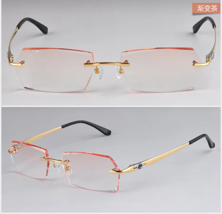 Очки без оправы, изготовленные на заказ очки, обработанные цветные алмазные обрезки, мужские титановые очки с оправой, очки по рецепту, бизнес 84