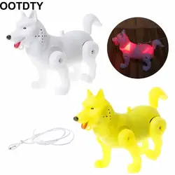 Забавные Электронные собака тянуть шнур светодио дный светодиодный свет щенок поет мультфильм игрушечные лошадки для детей