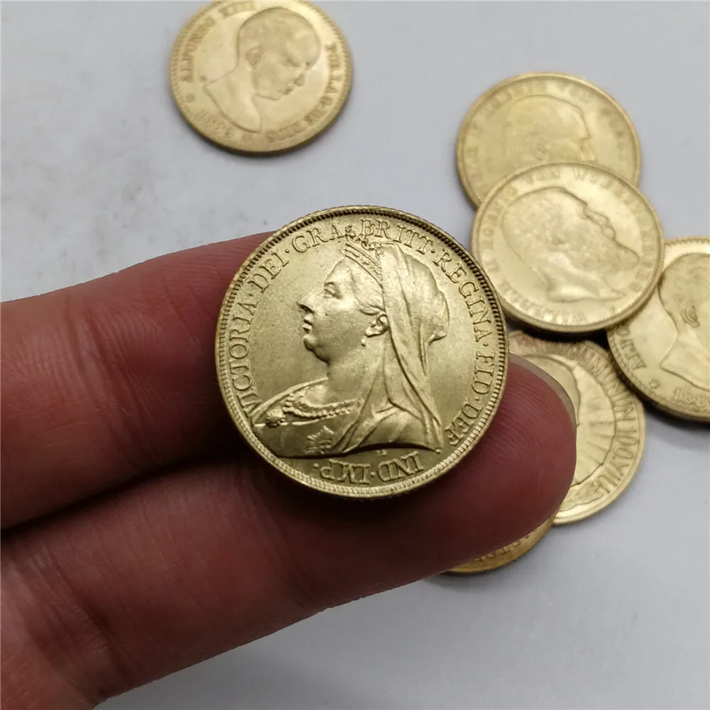 1887 1900 Золотая монета Королева Великобритании Верховная Виктория рыцарь медные