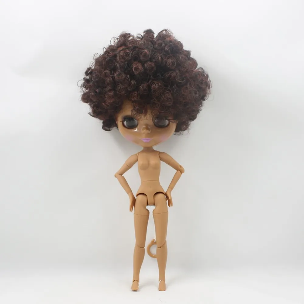 Обнаженная кукла blyth кукла с гибкими суставами Wild Curl-Up смешанных цветов шоколадная кожа подходит DIY Макияж кукла игрушки