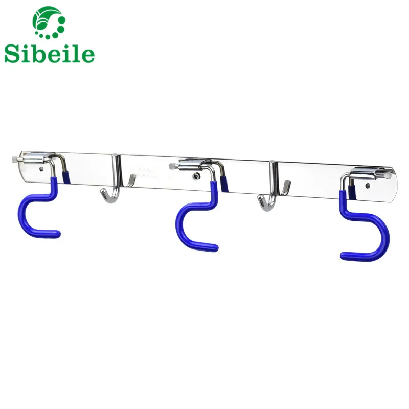 SBLE Kitchen Bathroom Organizer Rack Stainless Steel Broom Shelf Mop rack With Hooks Wall Mounted Mop Rack Broom Holder