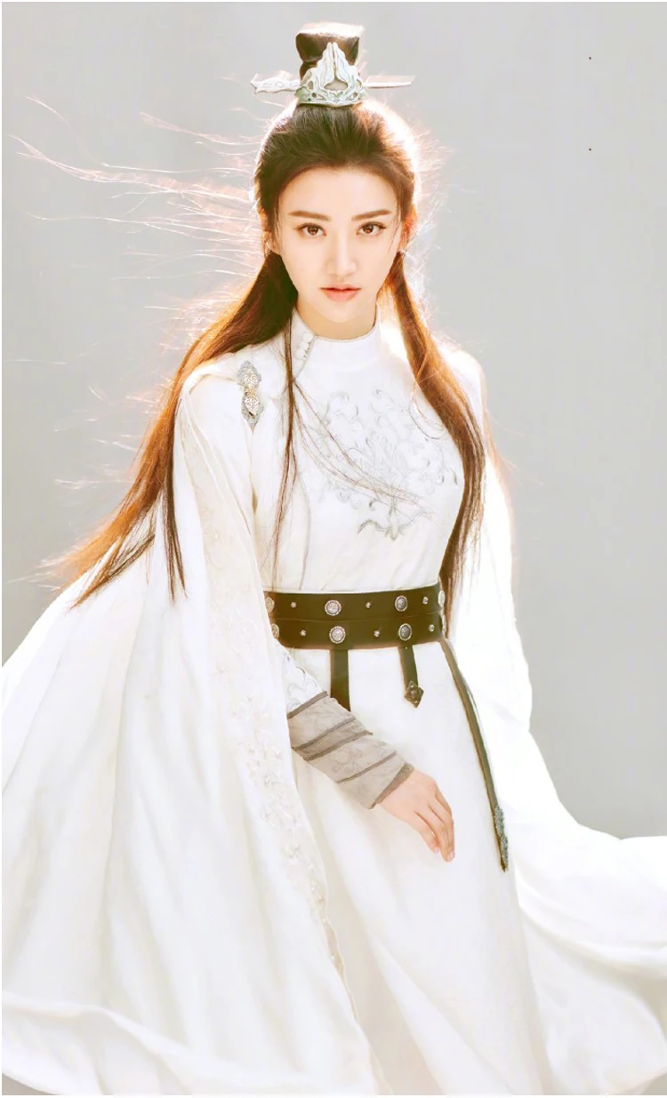 Цзин Тянь белый узкий рукав меч леди Hanfu для ТВ Играть король Блейз сценический Театральный Костюм женский Hanfu