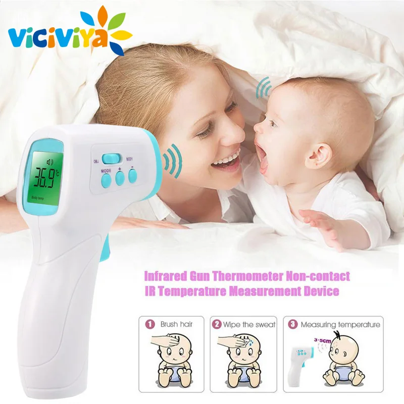 

Electronic LCD Diagnostic-tool Adult/Baby Thermometer Infrared Non-contact Forehead Body Digital Termometro 3-Color Backlight^