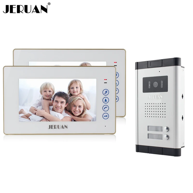 JERUAN новой квартире 7 дюймов сенсорный ключ видео домофон Системы 2 белый монитор 1 HD ИК Камера для 2 Бытовая