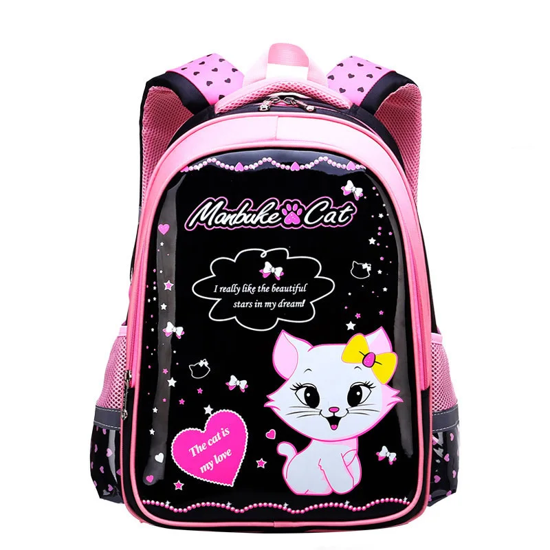 Portafolio mochilas escolares para niñas 2018 dulce Linda caricatura princesa gato niños mochila de encaje para niños mochila de escuela primaria