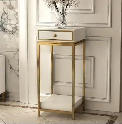 Simple modern sofa corner. Metal tempered glass multi-layer white edge table. Small tea table.. Simple modern sofa corner. Metal tempered glass multi-layer white edge table. Small tea table..