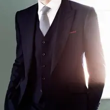 Темно-синие человек костюм итальянский Стиль жениха Смокинги для женихов 3 предмета Свадебное Пром ужин Костюмы для Для мужчин женихов Для мужчин наряд блейзер мужской костюм