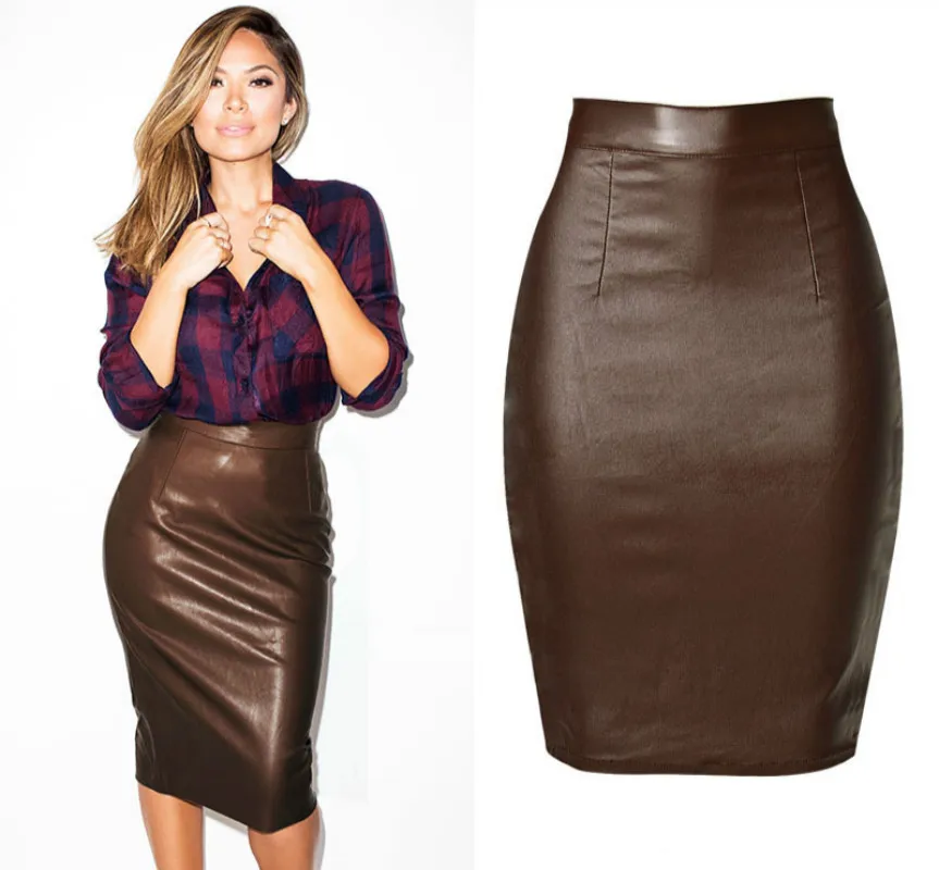 Woman PU Pearl Skirt Solid Color Ruffle irregular PU Skirt S-XL 2Color PU Skirt