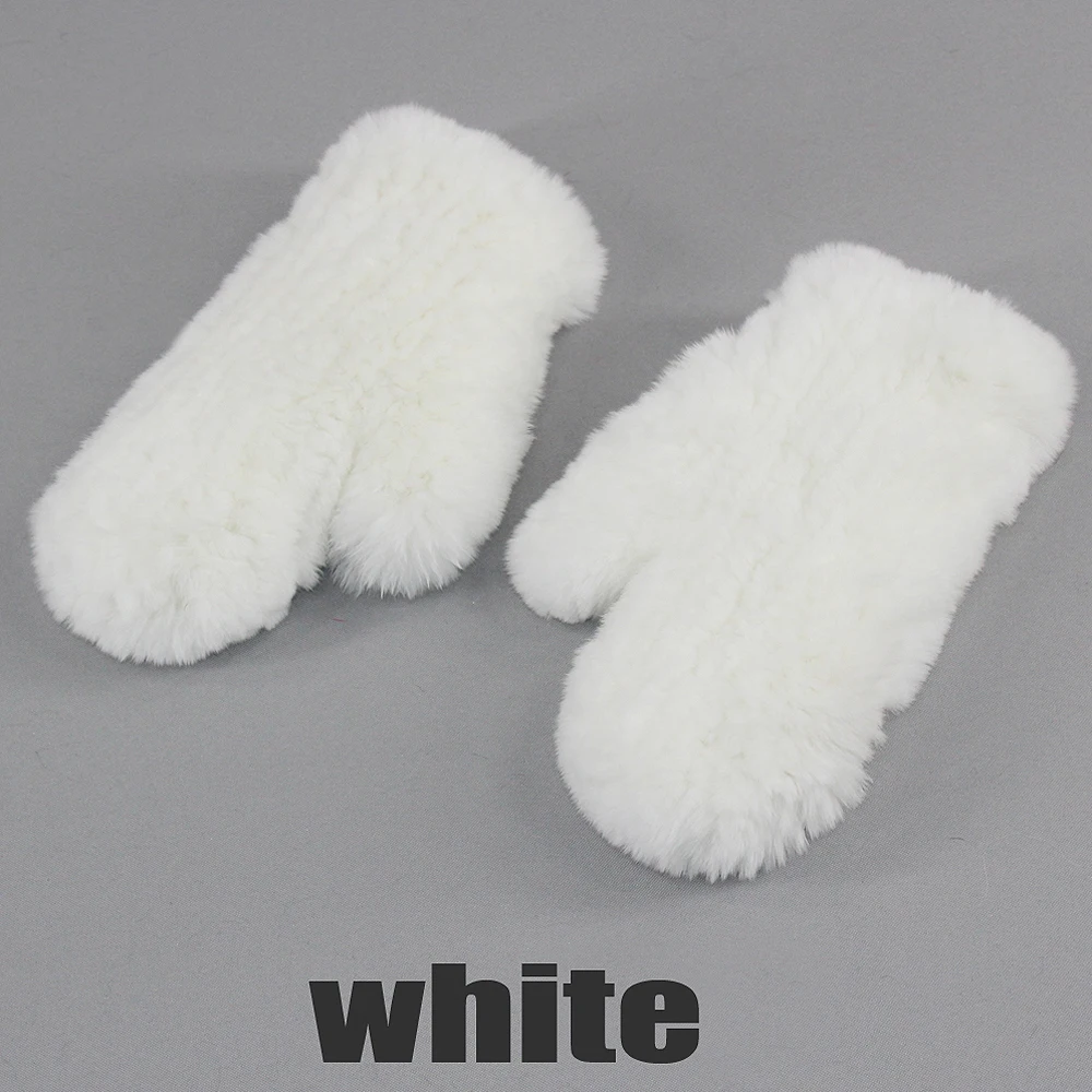 Hot Selling Good Elastic Women Winter Knitted Real Rabbit Fur Mittens100%Natural Real Rex Rabbit Fur Gloves Lady Fur Gloves