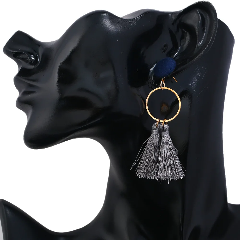 2018 Новый Для женщин кисточкой серьги Boho чешского долго преувеличены шелковой