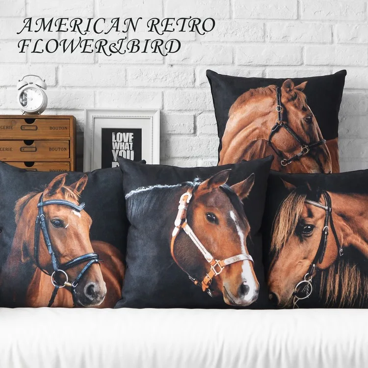 Horse Decorative Cushions Horse Throw Pillows Animal Black Cushions