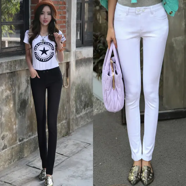 Korean Version Of The Influx Of White Female High Waist Jeans Slim Pencil Pants Skinny Legs In