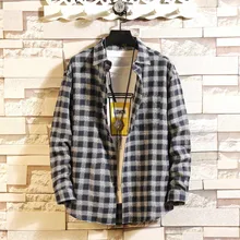 Черно-белая клетчатая рубашка, мужские рубашки,, летняя мода, Chemise Homme, мужские клетчатые рубашки, рубашка с длинным рукавом, Мужская блузка, Camisas