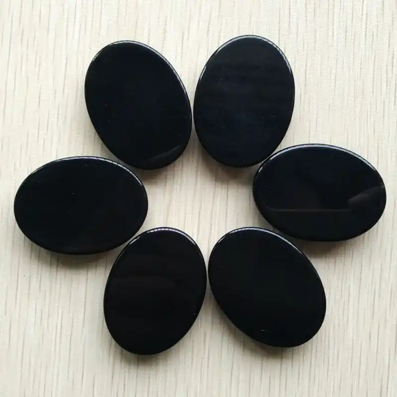 6pcs Natural Stone Black Agate Oval CAB CABOCHON 30x40mm Beads DIY Jewelry