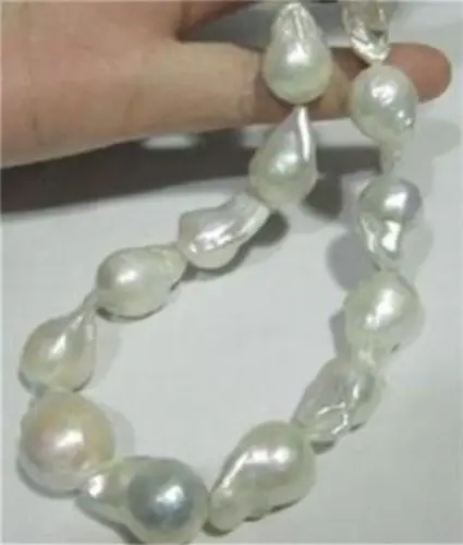

Hot sale new Style >>>>>BIG!AAA+ SOUTH SEA WHITE BAROQUE PEARL NECKLACE 18 INCH