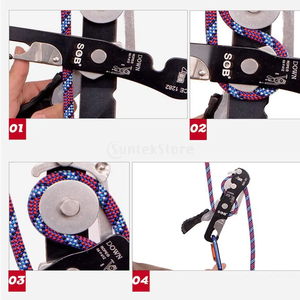 

SUNTEK Black Stop Descender Rappel Rock Climbing for 8mm-12mm Rope