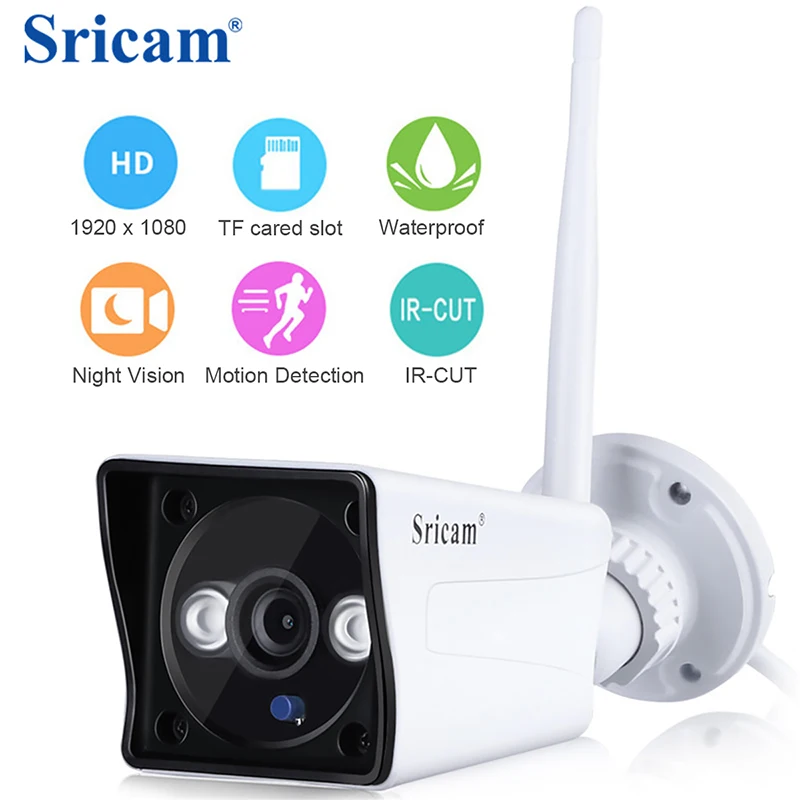 

Sricam SP023 ip camera 1080P HD Wireless Wifi Camera CCTV Security Outdoor Waterproof IP Camera Night-Version TF Slot ONVIF