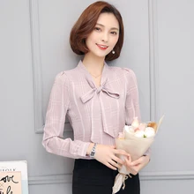 Work Wear 2018 Women Shirt Chiffon Blusas Femininas Tops Elegant Ladies Formal Office Blouse Black White Red Solid Color