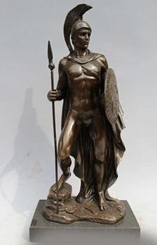 

Antique bronze Pure Copper Brass 13 " arte ocidental escultura de puro Bronze guerreiro romano