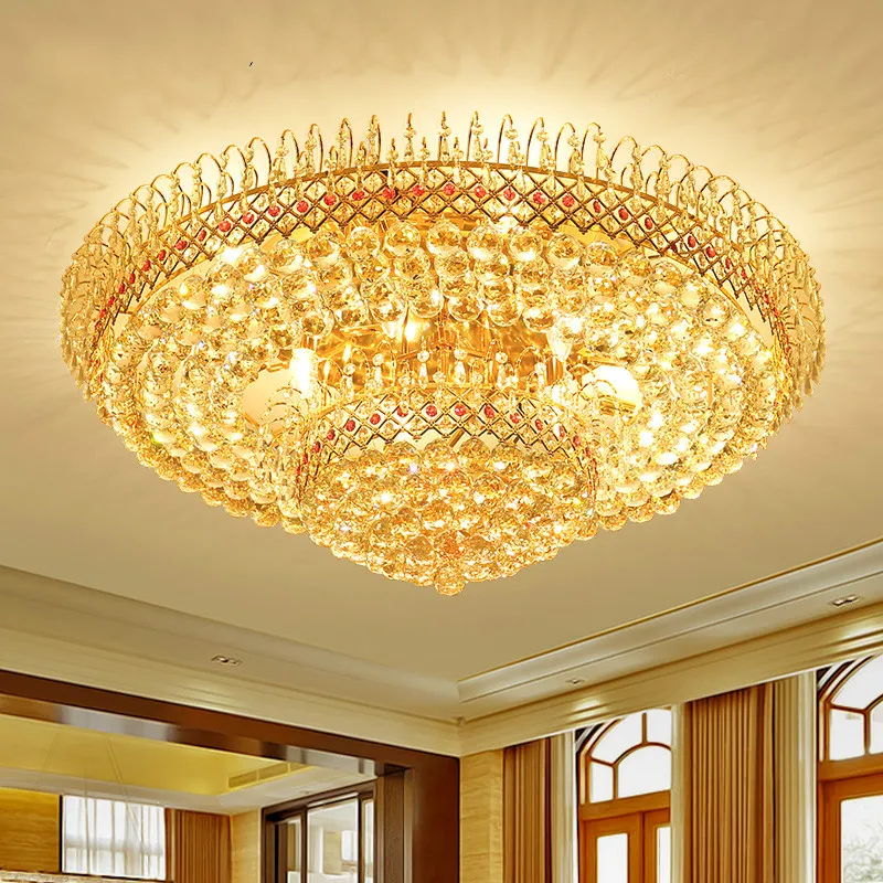 New Modern Gold Round LED Crystal Ceiling Lamp 80cm 100cm With K9